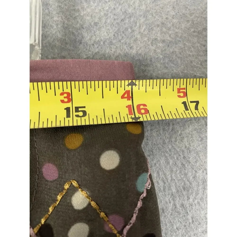 NWT Fossil 8 Mini Skirt Pleated Layered Brown Pink Polka Dots Embroidered